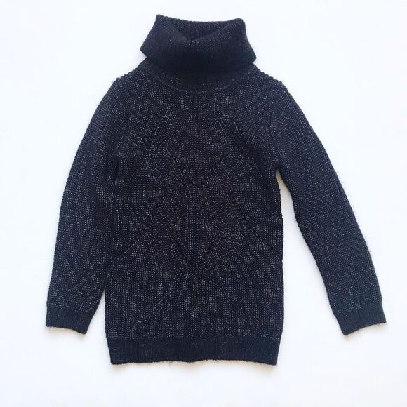 H&M black/silver knit turtle neck sweater EUC 6-7Y - Picture 1 of 2